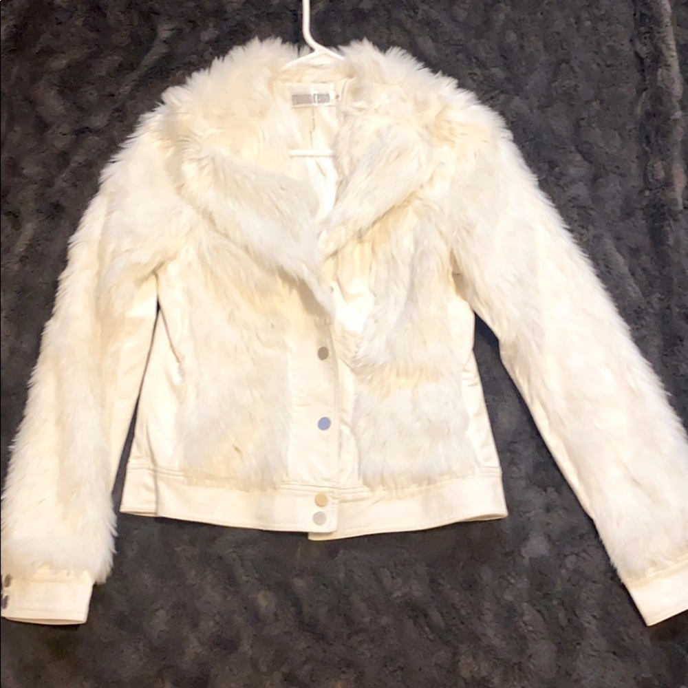 Faux leather with fur jacket